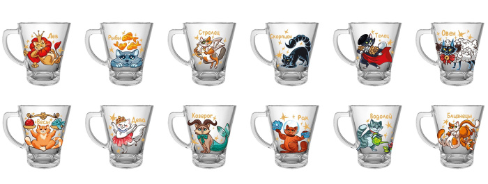 Кружка 2222 Кошачий Гороскоп     15шт.						