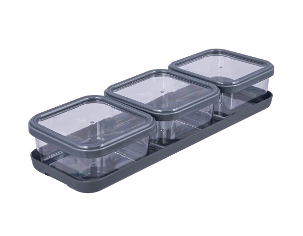 Набор емкостей для сыпучих "Cubbo Scandi (3шт.) С02635 на подставке (0,4л) серый    1/16шт.