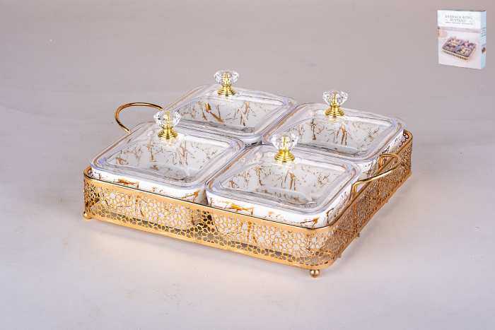 Менажница 4-х секц. на подставке 19*19 см 8935  1/24шт.