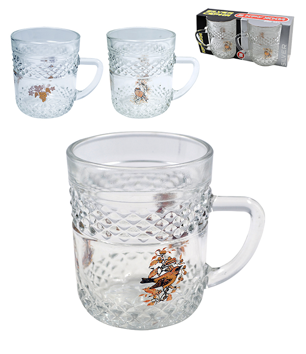 Набор кружек (2шт.) П-77-1-250 (250мл) "Золотая деколь" (3 вида)   1/12шт.