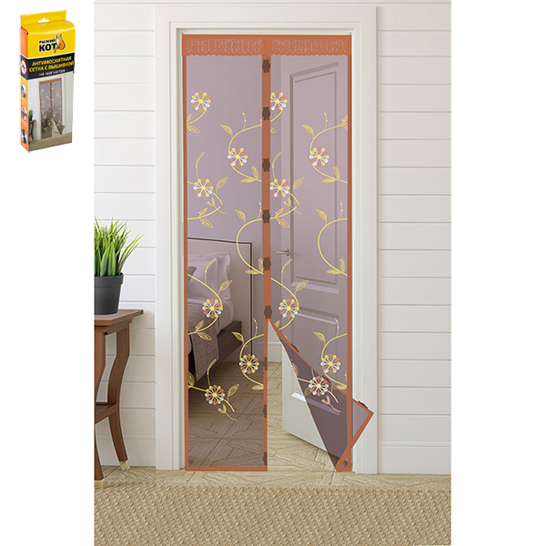 Сетка антимоскитная "Капутомоскито" 103715 с вышивкой на магнитах (100*210 см)    1/10 шт.