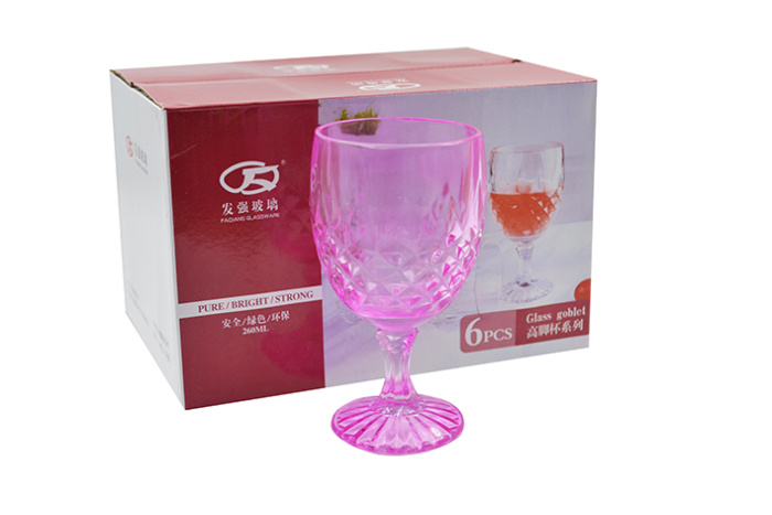 Набор бокалов (6пр.) 360MI-35-9 (82175) (240 мл) розовое стекло          1/8шт.