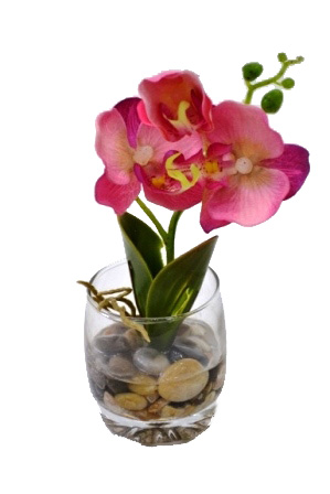 Композиция "Орхидея" JH014011 (розовая) Р-38 в горшке стекло  1/96шт.
